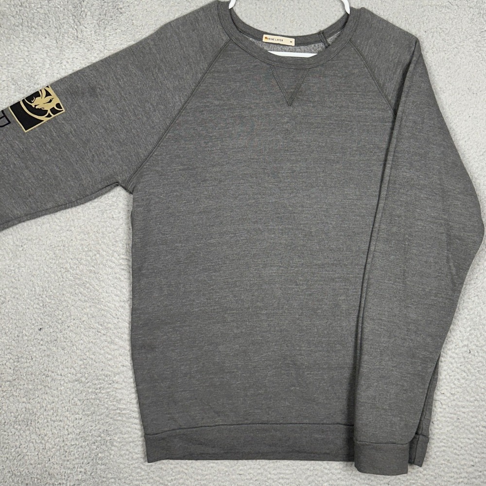 Marine Layer Sweatshirt Mens Medium Grey Crew Neck Pullover Raglan Long Sleeve